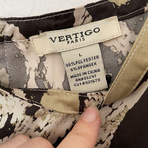 Vertigo Paris NWT Women Dress Size L Animal Print Shirt Chic Minimalism Basic - Picture 2 of 14